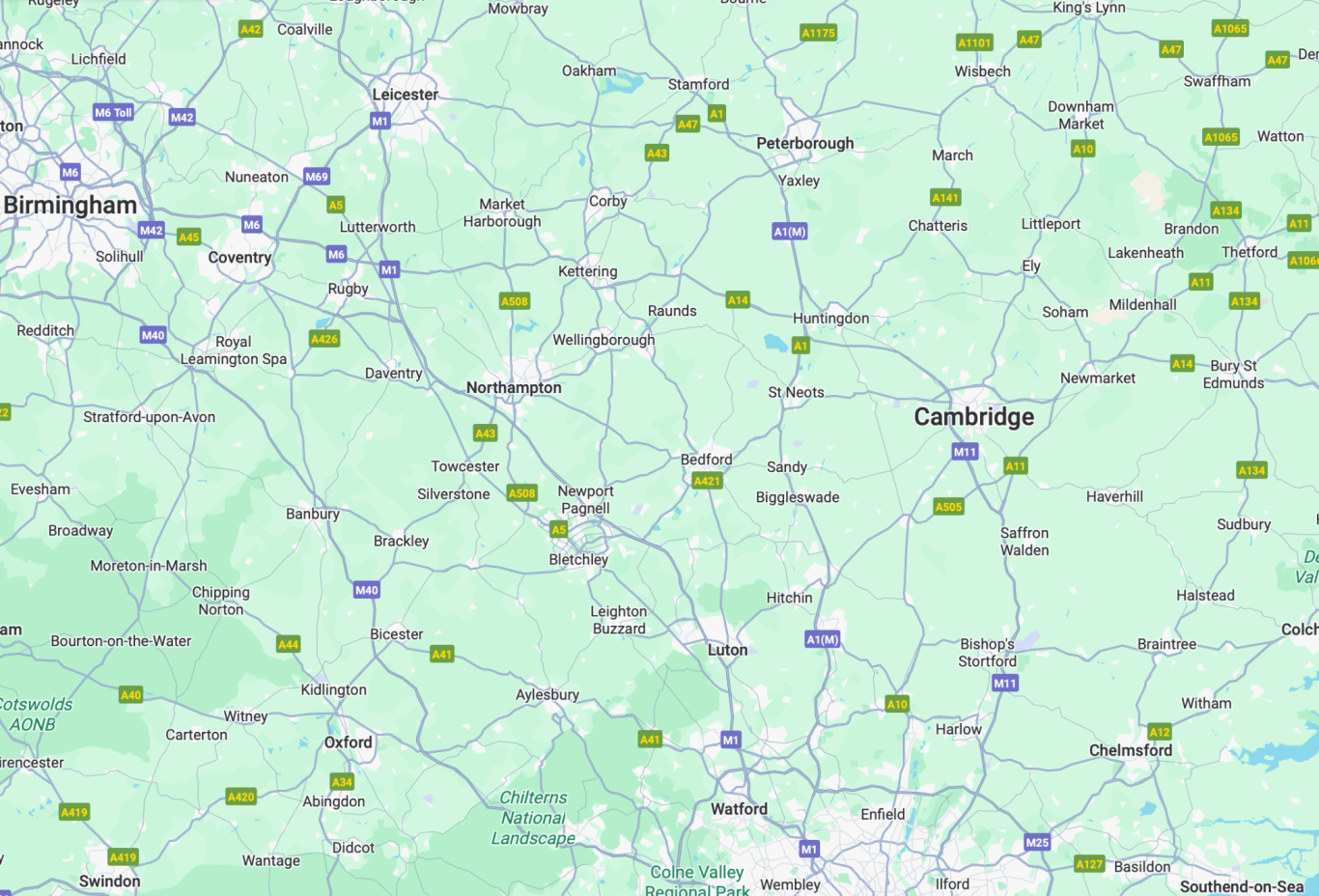 Map showing the area we can cover